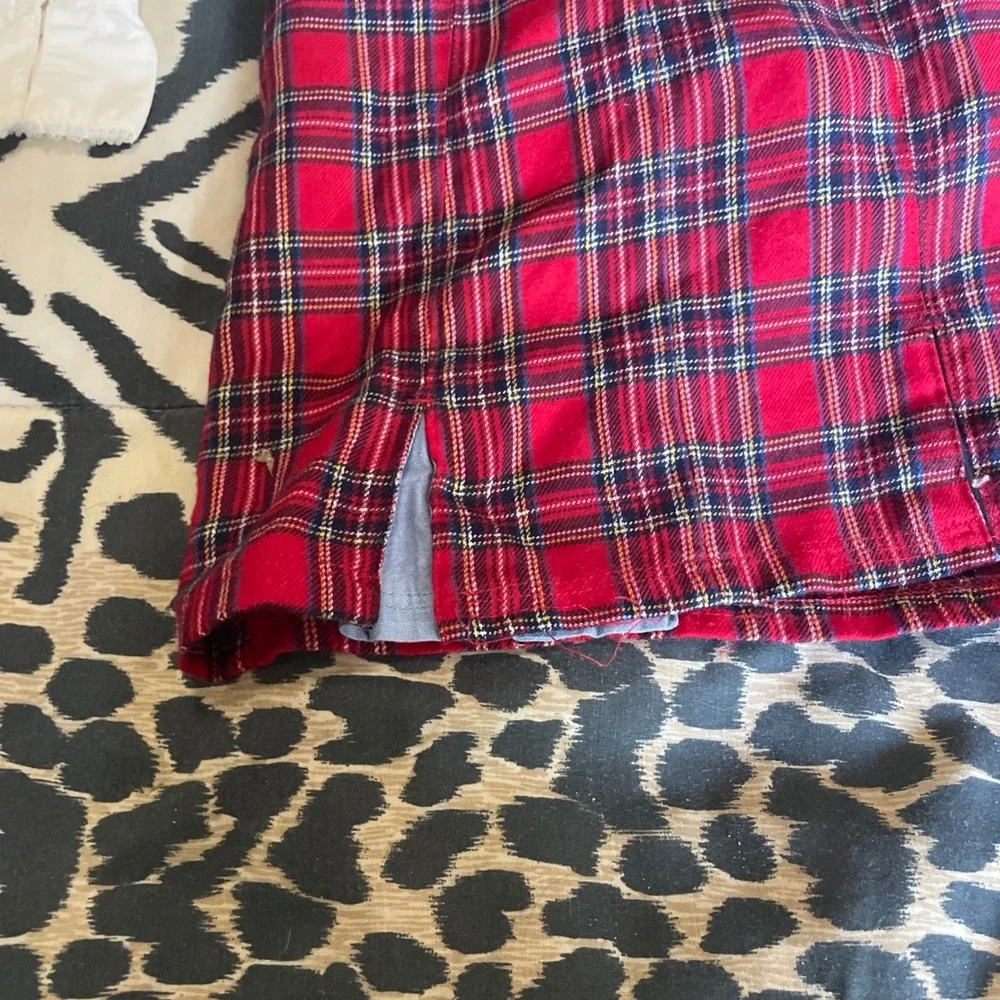 Vintage IZOD Girl's Red Plaid Jumper‎ Dress Set with White Long Sleeve Top - 24M